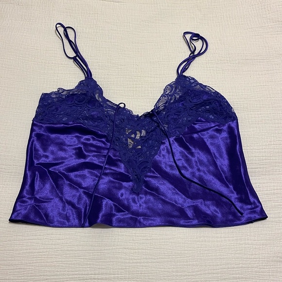 Victoria Secret VTG Y2K Gold Label Camisole Top Purple Fairy Sexy Feminine Lace - Picture 1 of 6